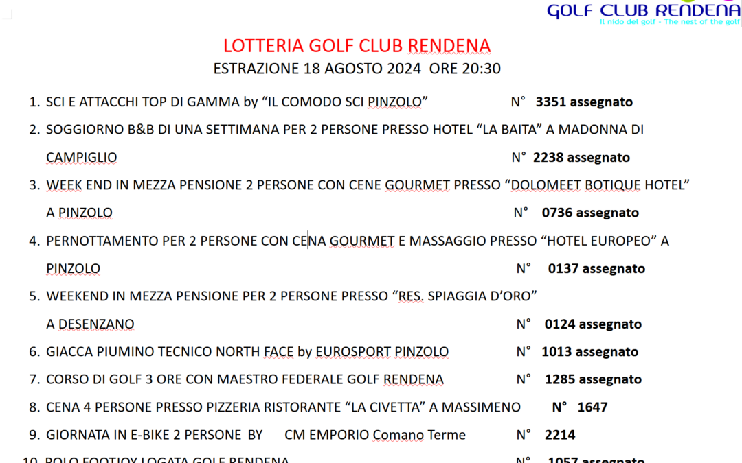 premi lotteria golf rendena